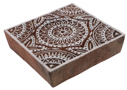 Indian textile stamp, wood fabric printing stamp, blue printing stamp, printing model - 10*10 cm Mandala 1