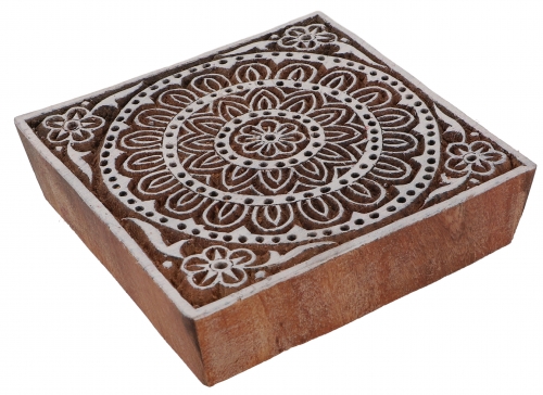Indian textile stamp, wooden fabric printing stamp, blue printing stamp, printing model - 10*10 cm Mandala 2