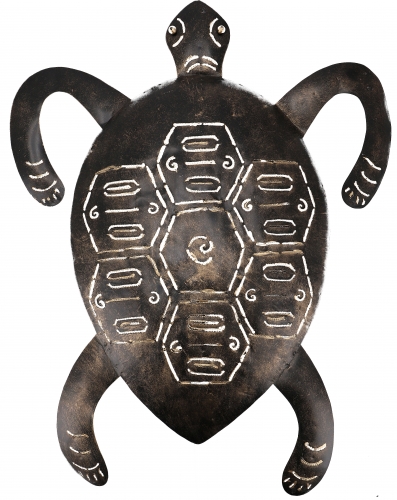 Wall lamp/wall sconce, children`s room light object, handmade of metal - turtle brown/gold - 58x42x6 cm 