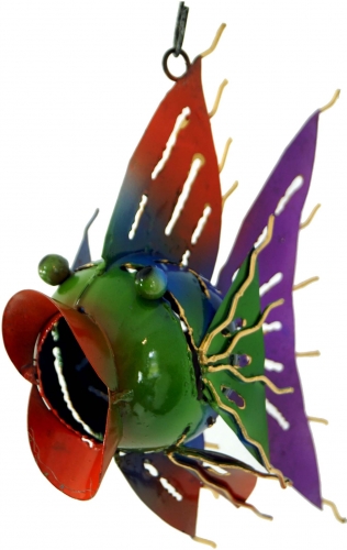 Farbenfroher Dekofisch aus Indonesien - Design 13 - 14x10x7 cm 