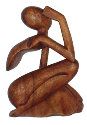 Holzfigur, Statue, Deko Objekt Feng Shui - `Denker`