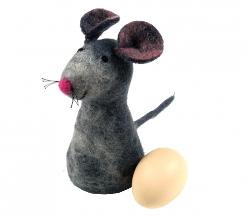 Filz Eierwärmer, handgemachter Eierwärmer aus Nepal, Filztier - Maus