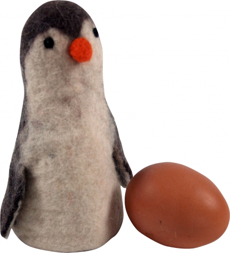 Felt egg cosy, handmade felt decoration from Nepal, felt animal - penguin - 14x7x7 cm 
