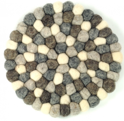 Filzuntersetzer, Untersetzer aus Filzkugeln, Filzdekoration rund  20 cm - hellgrau 