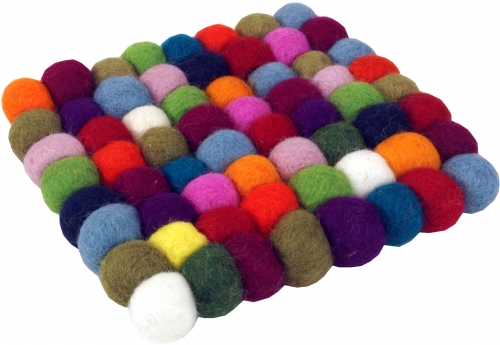 Felt coaster, coaster made of felt balls, felt decoration square 15*15 cm - colorful