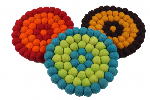 Felt coaster, coaster made of felt balls, felt decoration round -  16 cm