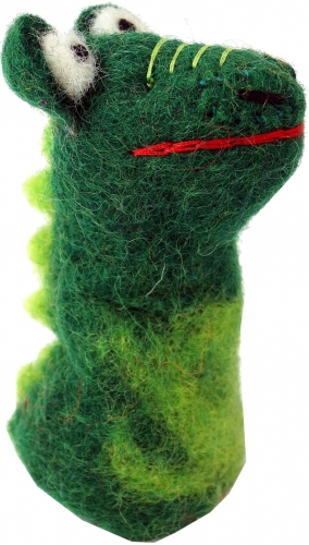 Handmade felt finger puppet - dragon/green - 9x4x3 cm 