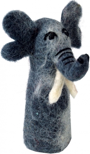 Handmade felt finger puppet - elephant - 9x4x4 cm 