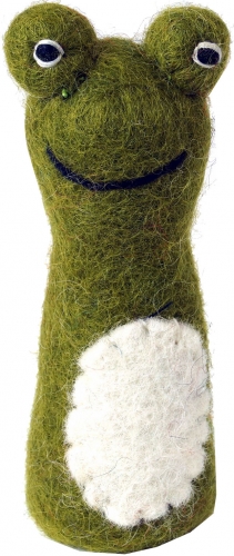 Handmade felt finger puppet - frog 1 - 9x4x3 cm 