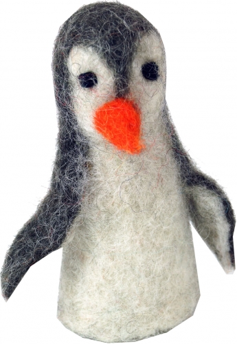 Handmade felt finger puppet - penguin - 9x4x3 cm 