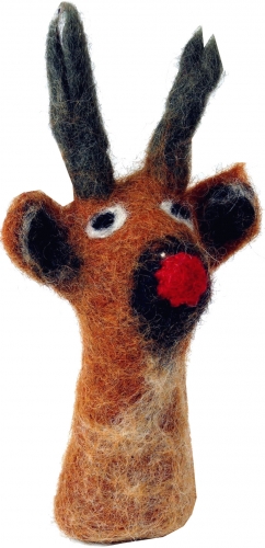 Handmade felt finger puppet - reindeer - 13x4x3 cm 