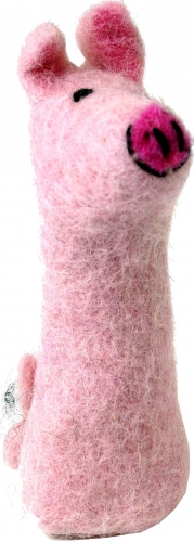 Handmade felt finger puppet - pig - 10x4x4 cm 