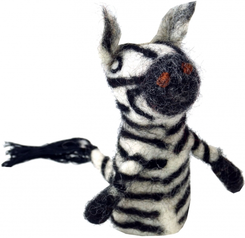 Handmade felt finger puppet - zebra - 9x4x3 cm 