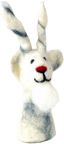 Handmade felt finger puppet - billy goat/white - 9x4x3 cm 