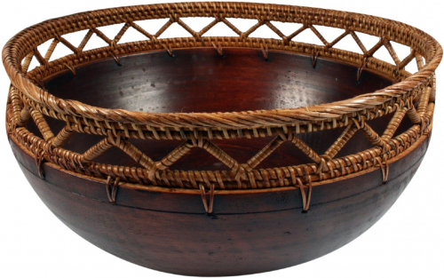 Woven wooden raffia bowl