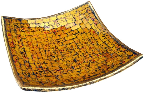 Eckige Mosaikschale, Untersetzer, Dekoschale, handgearbeitete Keramik & Glas Obst Schale - Design 13