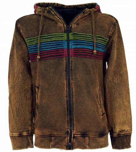 Goa hoodie jacket, stonewash ethno hooded jacket - cappuccino