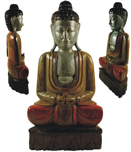 Large wooden Buddha, Dhyana Mudra - 60x30x15 cm 