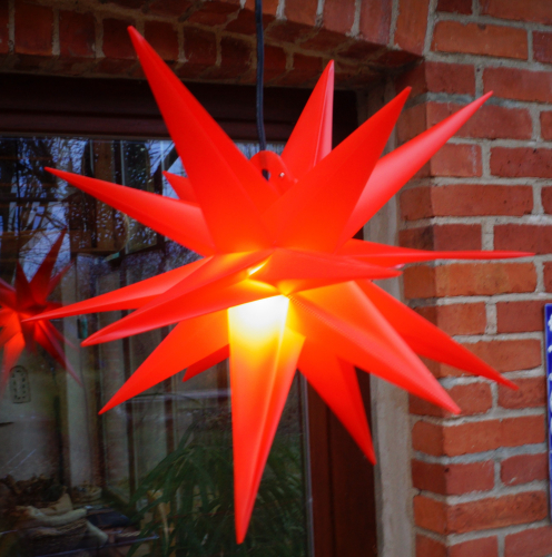3D battery outdoor star Kaspar, Christmas star, folding star with 18 points incl. 7m cable LED bulb -  35 cm 4xAA red
