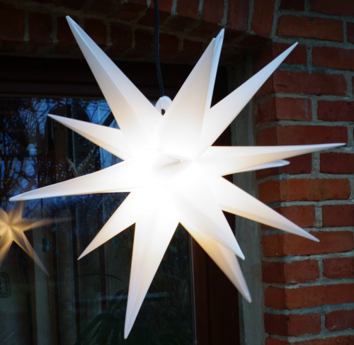 3D battery outdoor star Kaspar, Christmas star, folding star with 18 points incl. 7m cable LED bulb -  35 cm 4xAA white