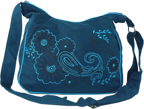 Shoulder bag, hippie bag, goa bag - petrol/turquoise - 23x28x12 cm 