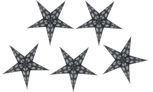 5 pcs. Paper stars for fairy lights, 20 cm, foldable, set of 5 - Design 3