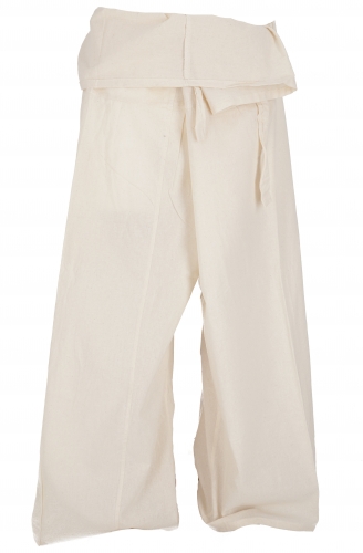 Thai fisherman pants made of cotton, loose fit wrap pants, wide yoga pants - natural white