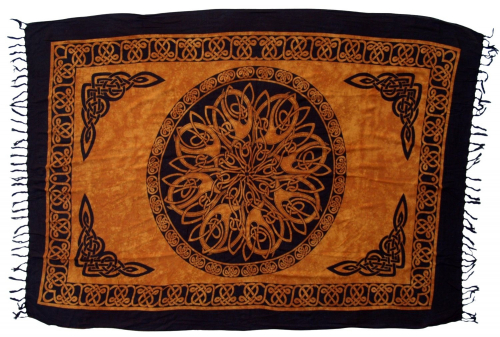 Bali Sarong, Wandbehang, Wickelrock, Sarongkleid - Celtic rostorange - 160x100 cm