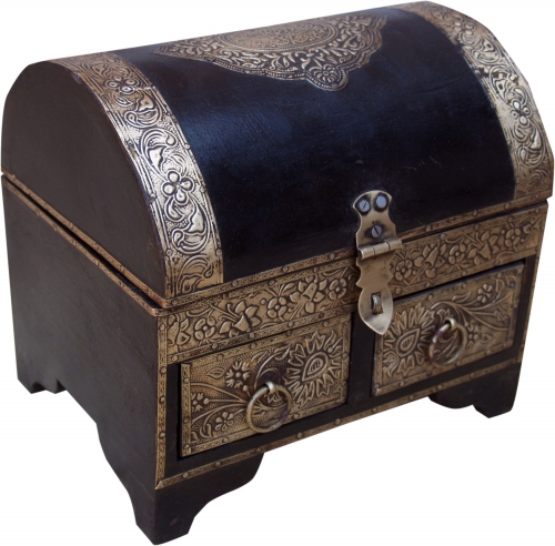 Rustic semicircular small treasure chest, wooden box, jewelry box with drawers - model 5 - 18x20x16 cm 