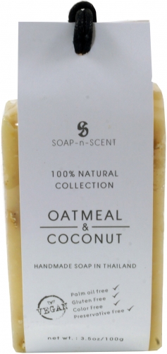 Handmade cereal soap, oat flakes - coconut, 100 g, Fair Trade - 2,5x9,5x5 cm 