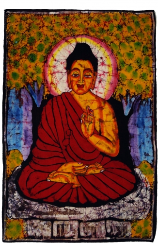 Handgemaltes Batikbild, Wandbehang, Wandbild - Buddha 87*67 cm