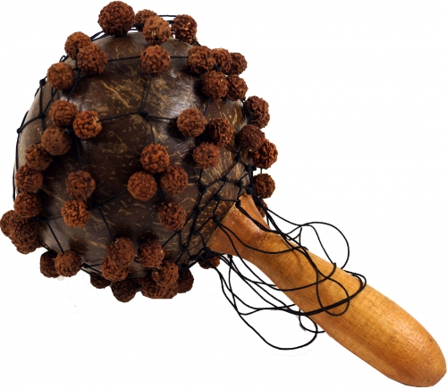 Musical instrument made of wood, music percussion rhythm sound instrument, handmade, coconut rattle - hand rattle 2 - 24x15x15 cm  15 cm