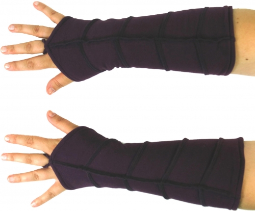 Warm hand warmers with overlock, elf warmers - purple