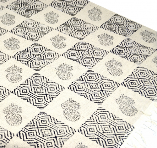 Handgewebter Blockdruck Teppich aus natur Baumwolle mit traditionellem Design - Muster 30 - 110x180x0,3 cm 