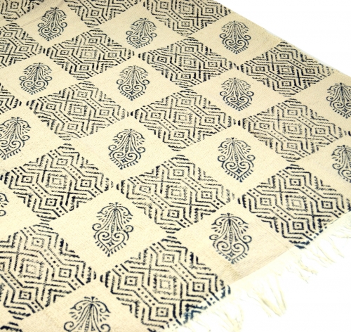 Handgewebter Blockdruck Teppich aus natur Baumwolle mit traditionellem Design - Muster 29 - 110x180x0,3 cm 