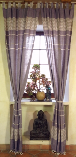 Boho Vorhnge, Gardine (1 Paar ) mit Schlaufen, ethno Style Vorhang  - lila - 250x100x0,2 cm 