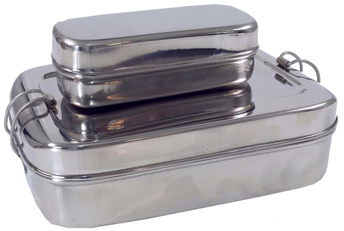 Edelstahl Brotdose, Frhstcksbox, Lunchbox, Vesperbox 2r Set - 5x17,5x11,5 cm 