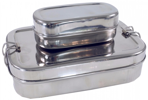 Edelstahl Brotdose, Frhstcksbox, Lunchbox, Vesperbox 2r Set - 4,5x17x11 cm 