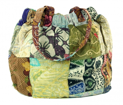Hippie bag, patchwork shopper, shoulder bag - green - 40x40x13 cm 
