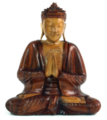 Wooden Buddha, Buddha statue, handmade 20 cm Anjali Mudra - Model 6