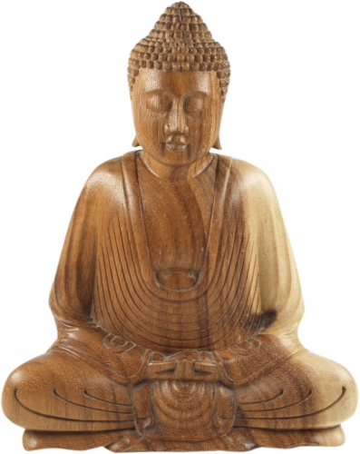 Holzbuddha, Buddha Statue, Handarbeit 27 cm, Dhyana Mudra - Design 10