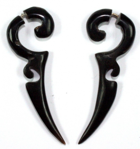 Tribal wooden earring, wooden spiral, fake piercing, plug - model 30 - 5 cm