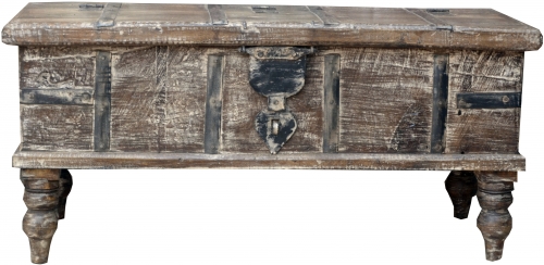 Antike Holzbox, Holztruhe, Couchtisch, Kaffeetisch aus Massivholz, aufwndig verziert - Modell 17 - 41x97x38 cm 