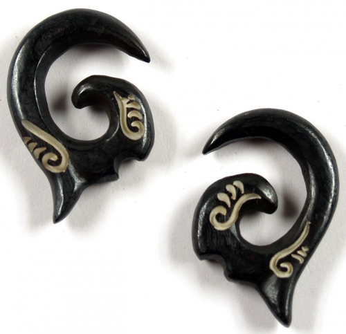 Horn earring, plug, expansion coil, piercing - model 11 - 2,5x2x0,5 cm 