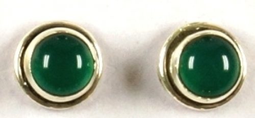 Indian silver stud earrings, round boho stud earrings - aventurine