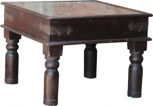 Colonial style coffee table, coffee table with glass top - Model 87 - 46x60x60 cm 