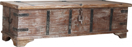 Vintage Holzbox,Holztruhe im Kolonialstil, Couchtisch, Kaffeetisch aus Massivholz - Modell 52 - 40x142x40 cm 