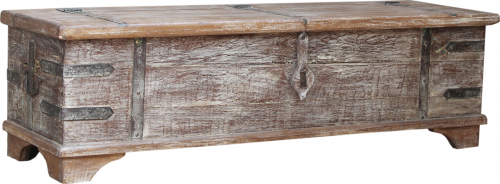 Vintage Holzbox,Holztruhe, Couchtisch, Kaffeetisch aus Massivholz, verziert - Modell 53 - 41x140x41 cm 