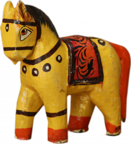 Deko Pferd, im Antik- look bemalt, Holzpferdchen - gelb - 10x12x4 cm 