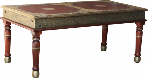 Colonial style coffee table, coutchtable with brass decoration - Model 80 - 50x120x60 cm 